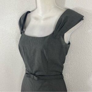 Tahari gray bow belted sleeveless sheath dress